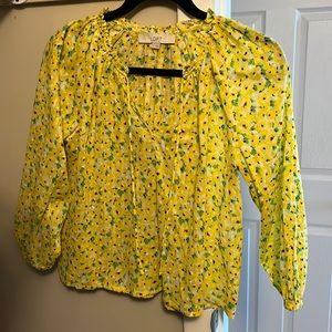 Loft, yellow, flowered blouse